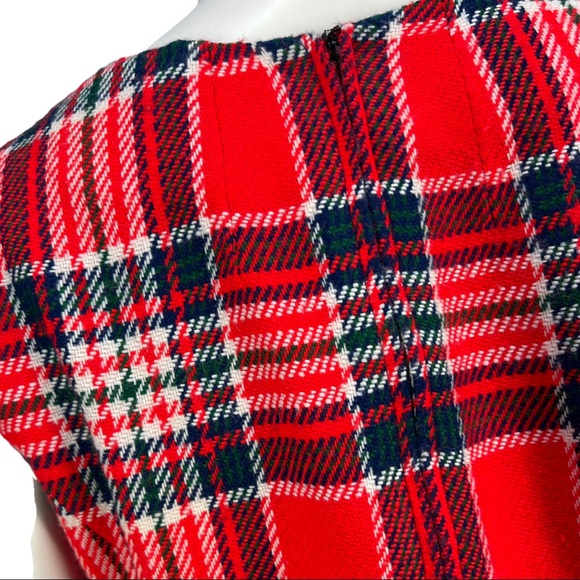 VTG Late 60's/Early 70's Handmade Plaid V Neck Mini Dress - Picture 9 of 10